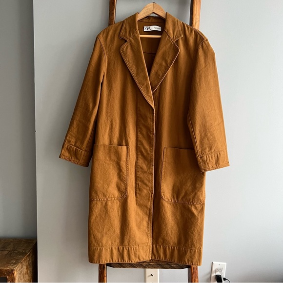 Zara Cotton Denim Fall/Spring Coat, Size XS - Picture 3 of 7